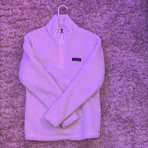 White Patagonia Fleece Hoodie